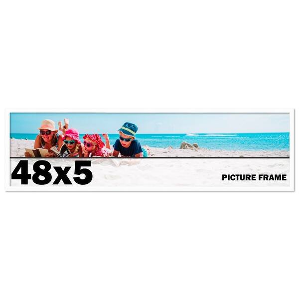 48x5 Frame White Solid Wood Picture Frame Includes UV Acrylic Shatter ...