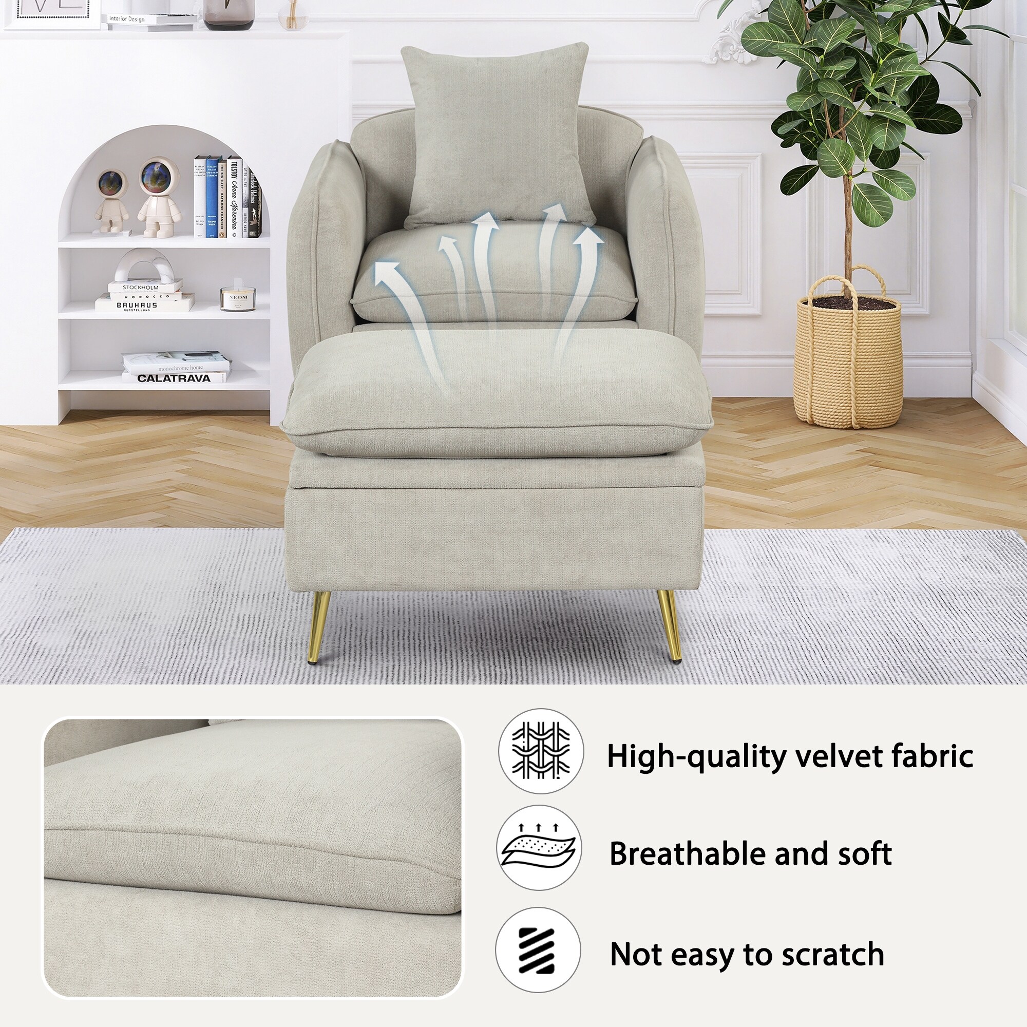 Single sofa chair with leg rest on sale