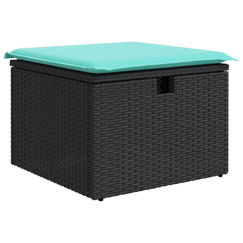 vidaXL 7 Garden Sofa Set with Cushions Black/Grey Poly Rattan - 95.5 x 52.2 x 27.2