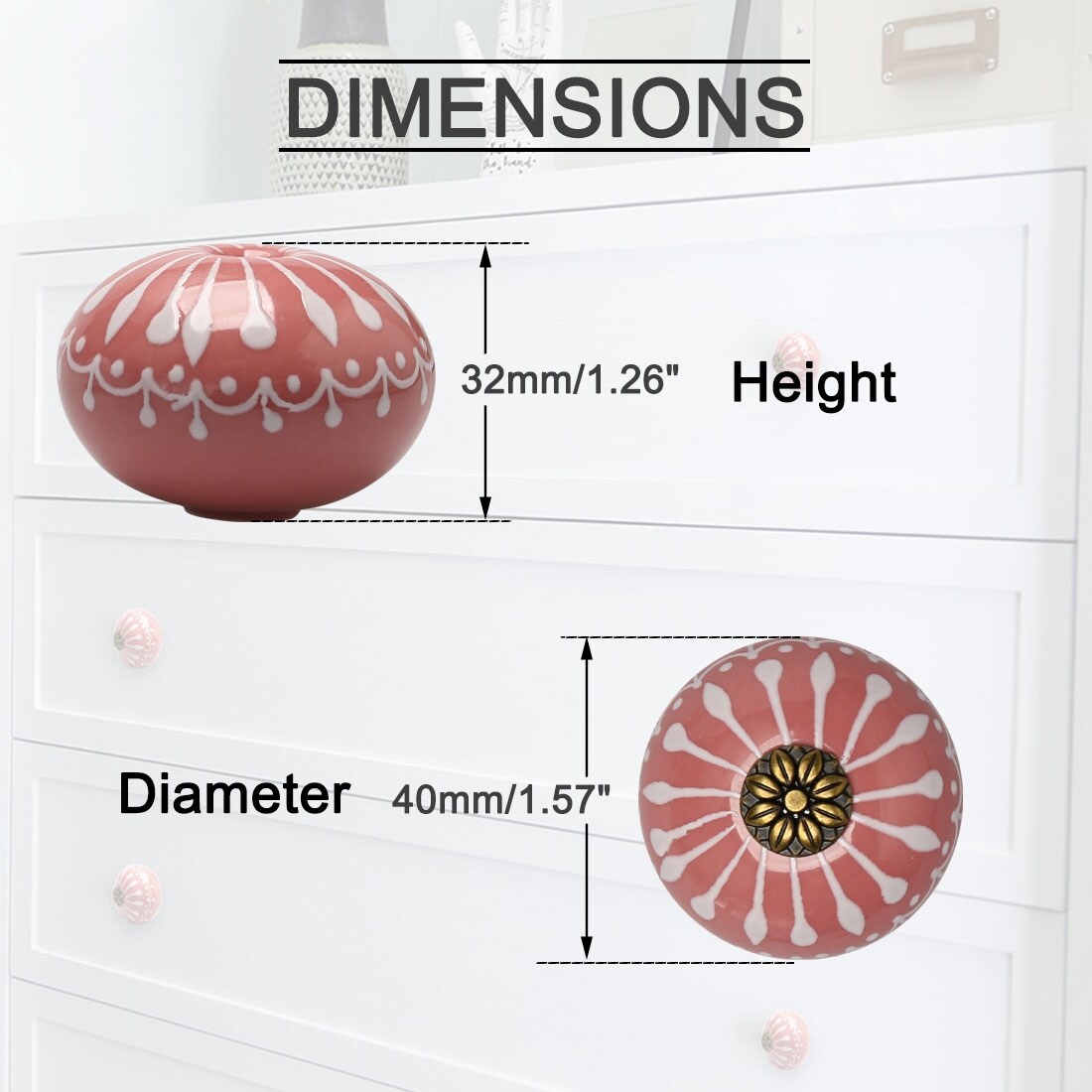 Ceramic Vintage Knobs Drawer Handle Wardrobe Desk Dresser 6pcs Pink - Bed  Bath & Beyond - 28765808