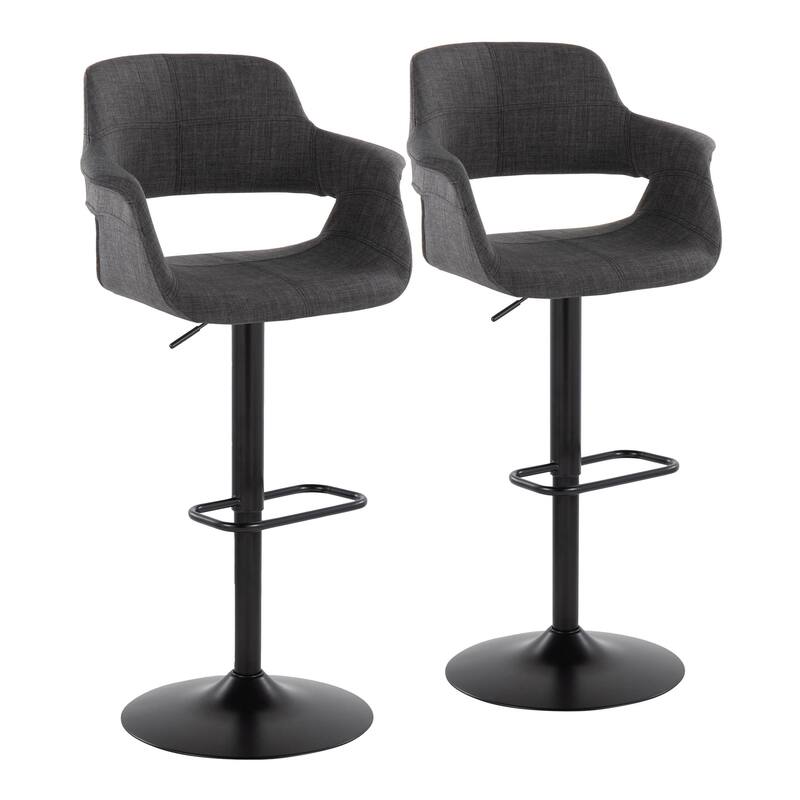 Lumisource Barstool with Swivel in Black and Charcoal, Set of 2 - 19"Lx23.5"Wx39-47.5"H