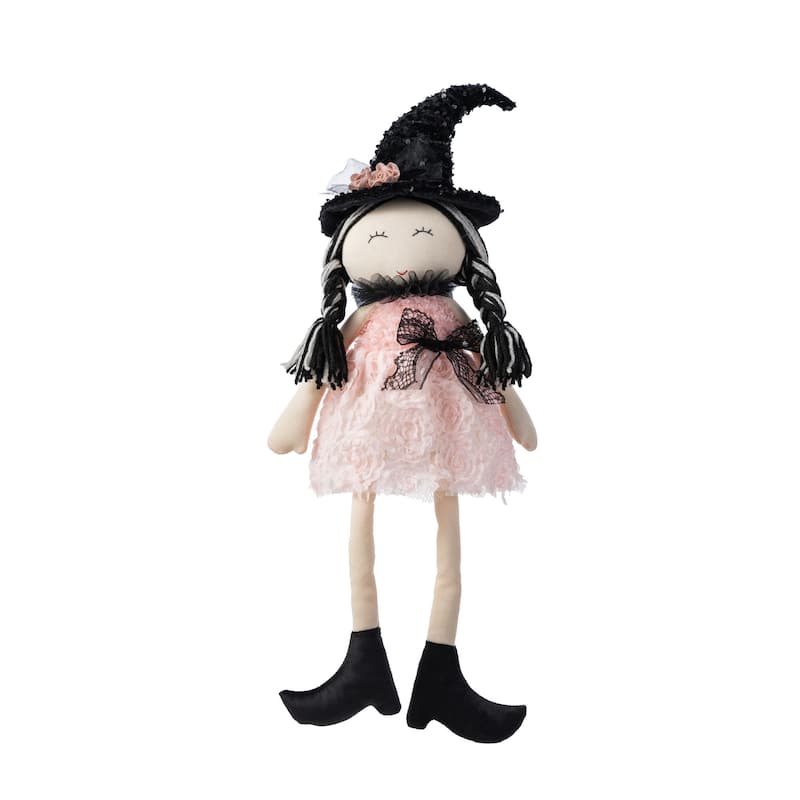 Glitzhome 29"H Halloween Fabric Dressed Witch or Pumpkin Sitter Decor