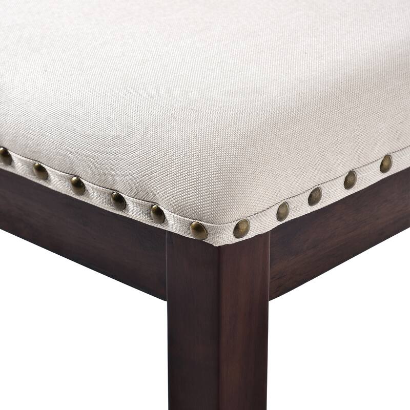 Upholstered Dining Chairs Set of 4 High Back Button Tufted Kitchen Chairs with Solid Wood Legs