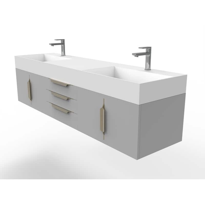 Amazon 72" Wall Mounted Bathroom Vanity Set w/ White Top