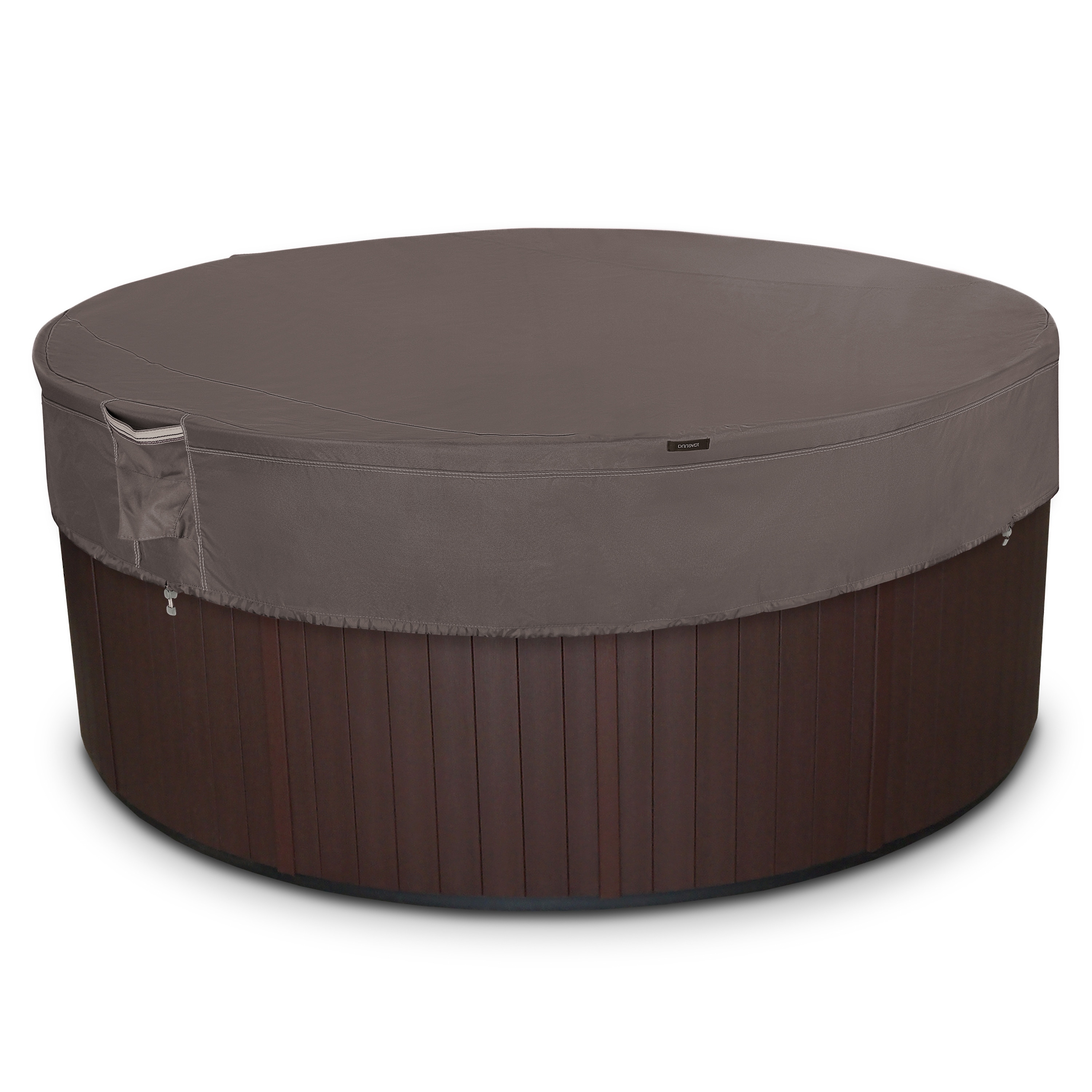 Classic Accessories Ravenna Water-Resistant Round Hot Tub Cover, 84 Inch DIA - Dark Taupe