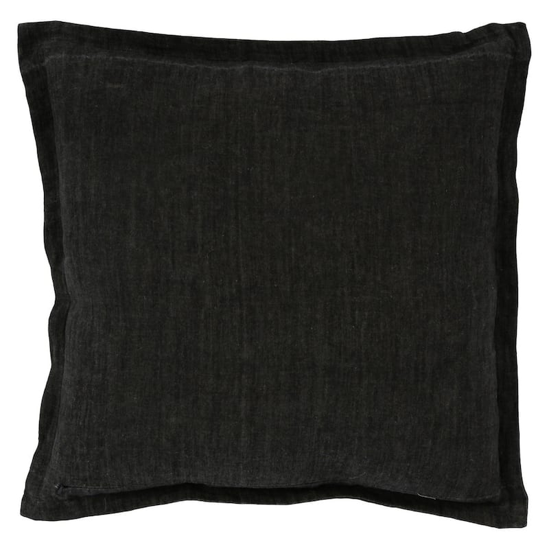 Amy Linen 22-inch Square Throw Pillow, by Kosas Home - Chalk Charcoal