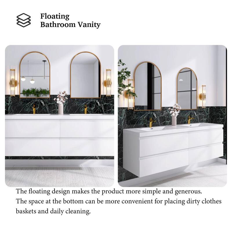 Floating Bathroom Vanity with Integrated Resin Top