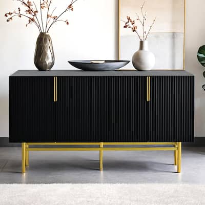 Modern Elegant 4-Door Sideboard with Gold Metal Handle