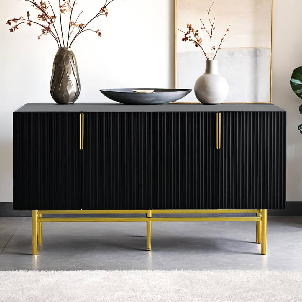 Modern Elegant 4-Door Sideboard with Gold Metal Handle