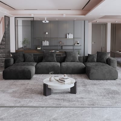 181" U-Shaped Convertible Modular Sectional Sofa With 2 Ottoman