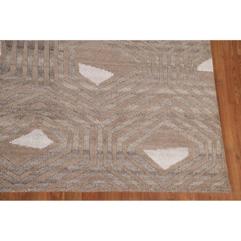 Contemporary / Modern Area Rug Handmade Wool Carpet - 9'2" x 11'8"