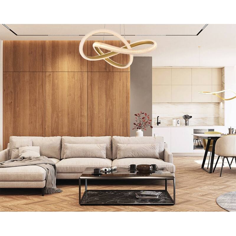 Gold Iron LED Chandelier With Clear Acrylic Diffusers