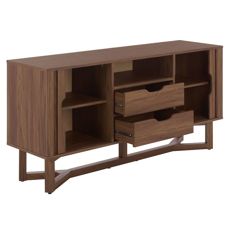 SAFAVIEH Home Ilyum 2-Drawer Tambour Doors Sideboard/TV Stand - 55"W x 16"D x 28"H