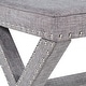 preview thumbnail 14 of 24, Parton Linen Fabric X-Base Nailhead 17 Inch Ottoman Bench by iNSPIRE Q Bold