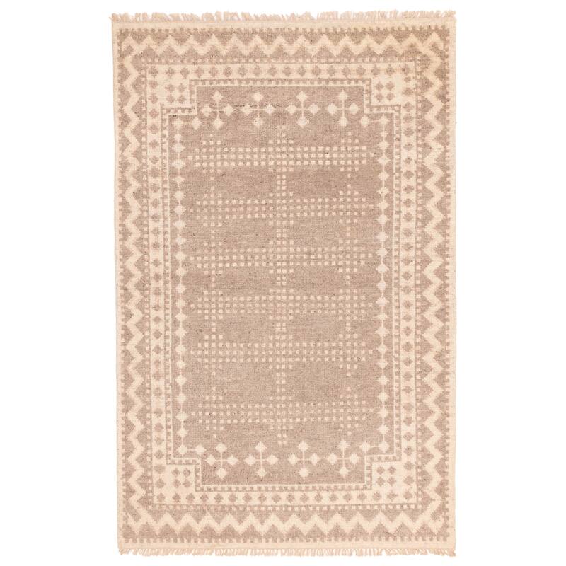 ECARPETGALLERY Hand-knotted Tangier Grey Wool Rug - 5'1 x 8'0