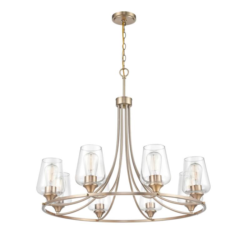 Millennium Lighting Ashford 8 Light Modern Gold Chandelier Ceiling Fixture with Clear Glass Shades