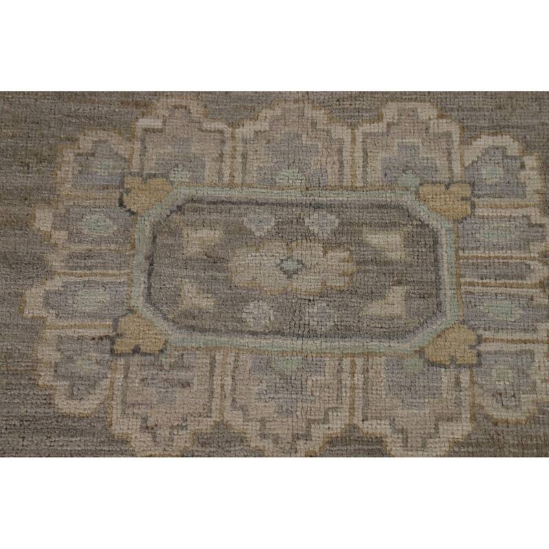 Vegetable Dye Oushak Turkish Area Rug Hand-Knotted Bedroom Wool Carpet - 9'1" x 12'0"