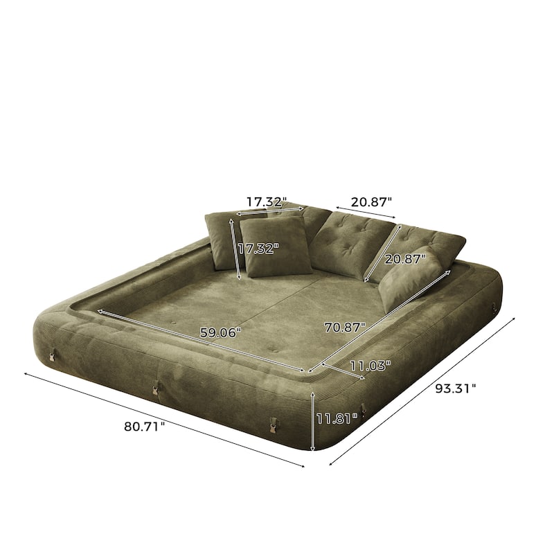 Foldable Corduroy Sleeper Sofa Bed