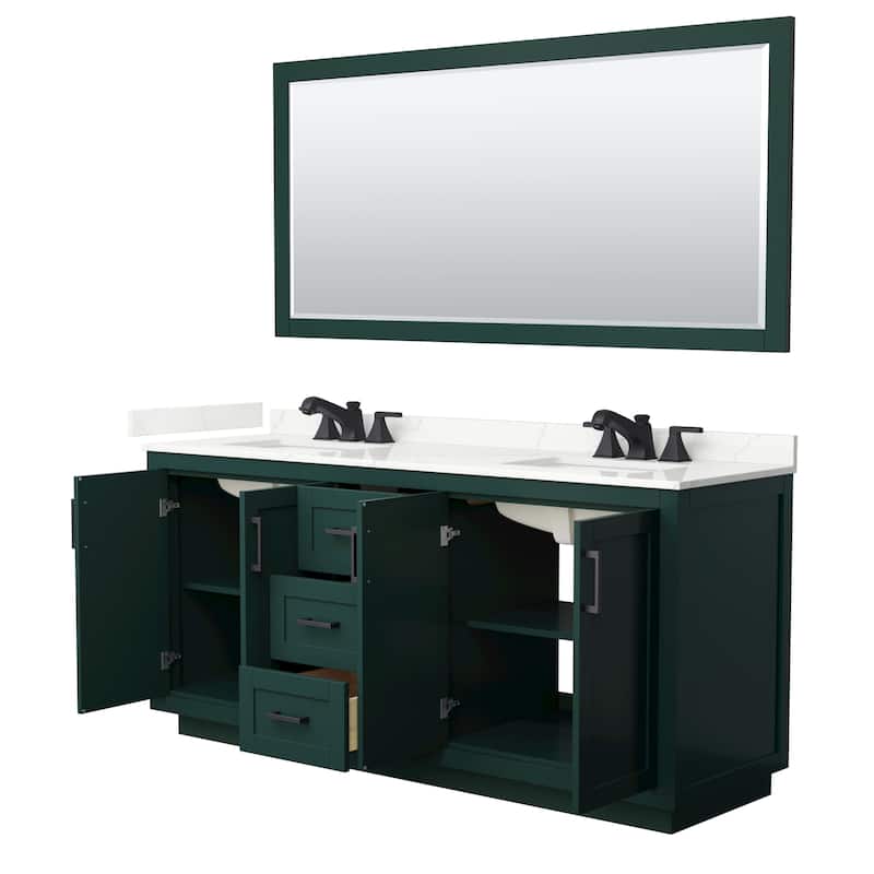 Miranda 72-inch Double Vanity, Quartz Top, 70-inch Mirror