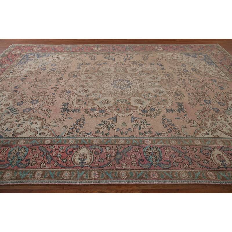 Tabriz Persian Vintage Area Rug Hand-knotted Wool Carpet - 8'10" x 12'10"