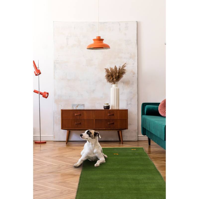 Kashkuli Gabbeh Green Rug 1'11" x 5'10" - 1'11 x 5'10