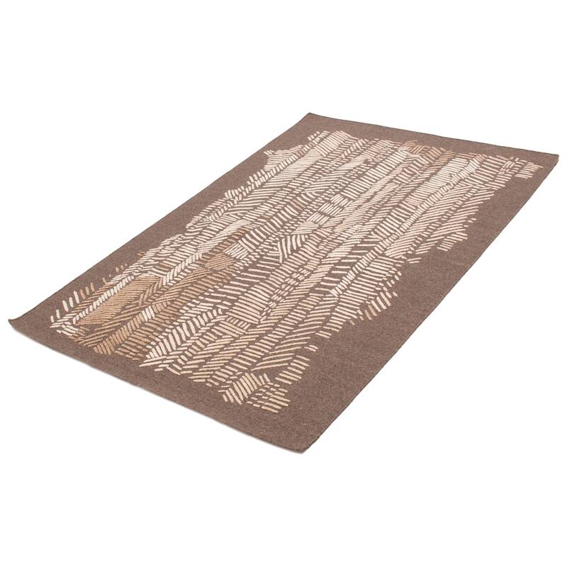 ECARPETGALLERY Hand-knotted Tangier Dark Brown Wool Rug - 5'2 x 7'11