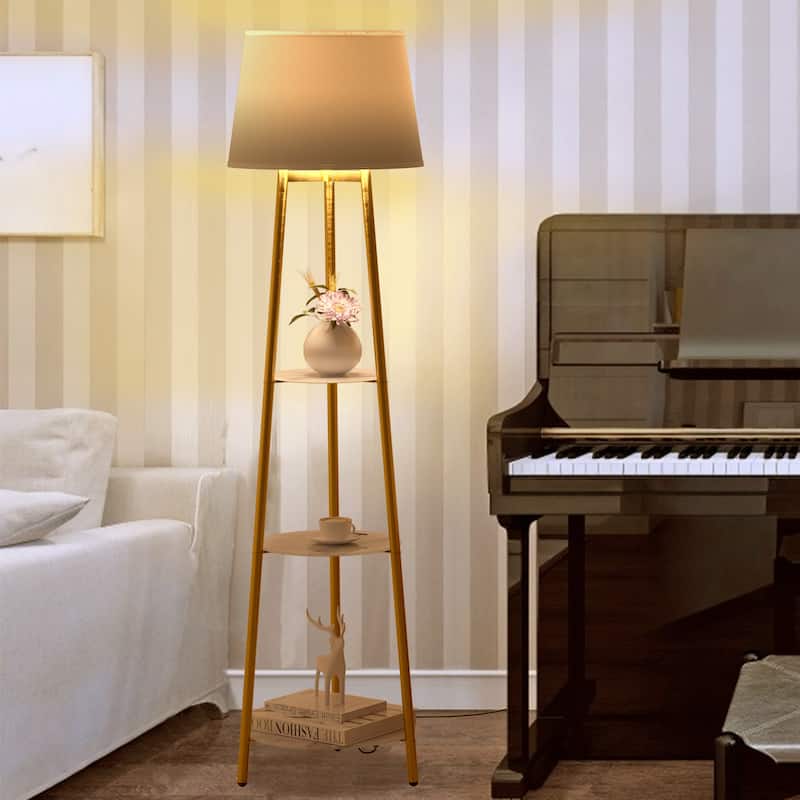 LED Column Floor Lamp Standing Organizer Storage Shelf Table Lamp - 14x62.4 inch