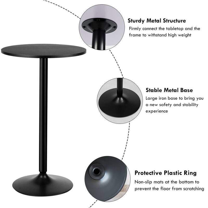 Gymax 4 PCS Round Pub Table 24'' Bistro Bar Cocktail Table w/Metal