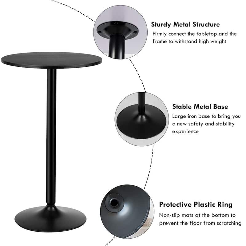Gymax 6 PCS Round Pub Table 24'' Bistro Bar Cocktail Table w/Metal