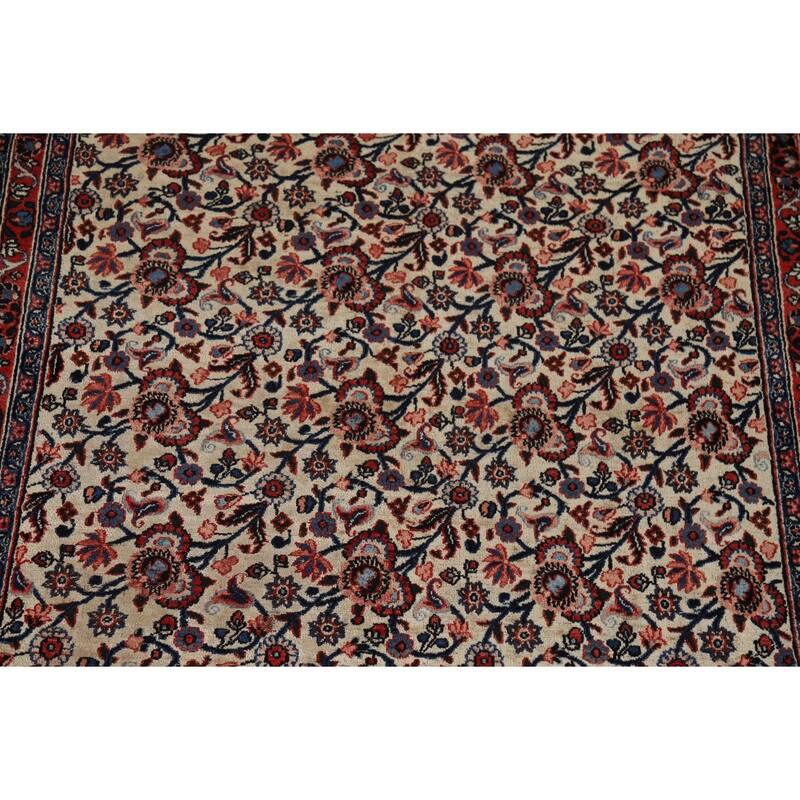 Vegetable Dye Floral Mashad Antique Persian Wool Carpet - 6'7" x 10'2"