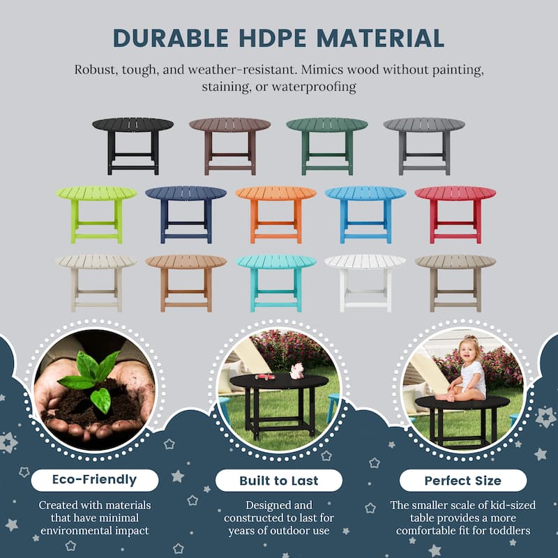 Polytrends Laguna Kids Outdoor 38" Round Poly Dining Table for Children