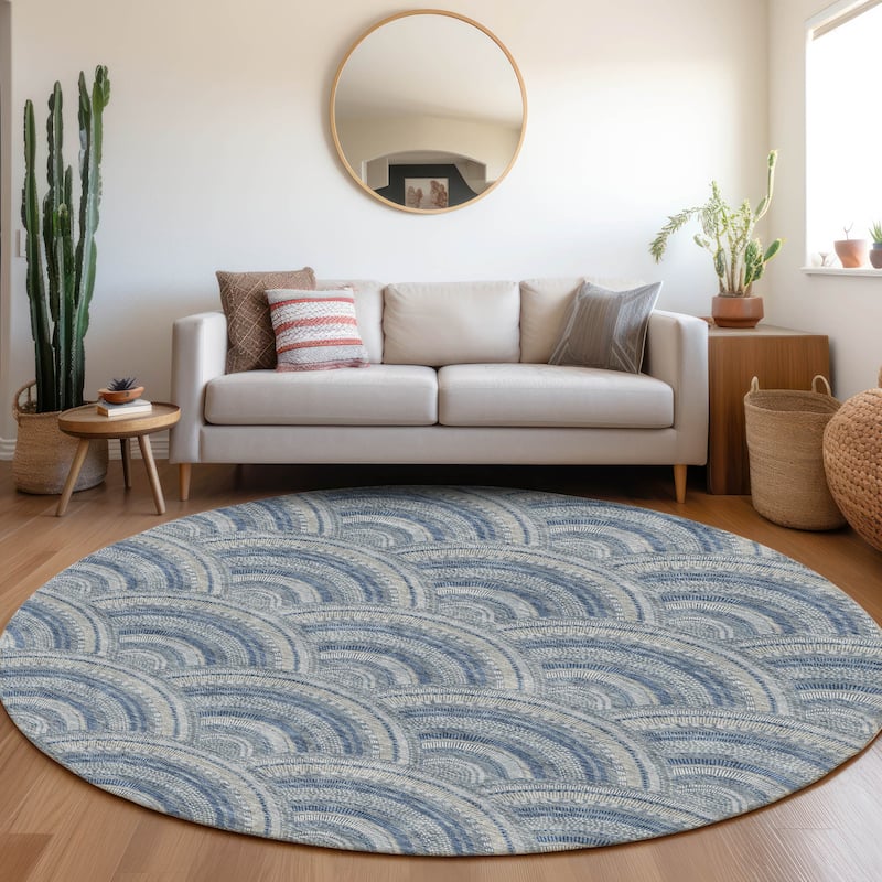 Premium Washable Super Soft Transitional Stacks Mayfield Rug - Denim - 8' x 8'
