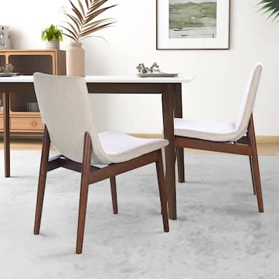 Maralunga Solid Wood Italian Style Linen Dining Chair (Set of 2)