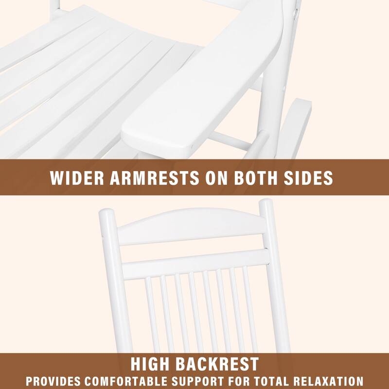 VEIKOUS 3-Piece Outdoor Rocking Chair Set with Folding Table for Patio and Porch