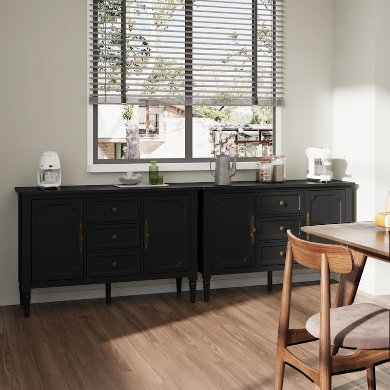 Black Storage Cabinet with 2 Doors & 3 Drawers