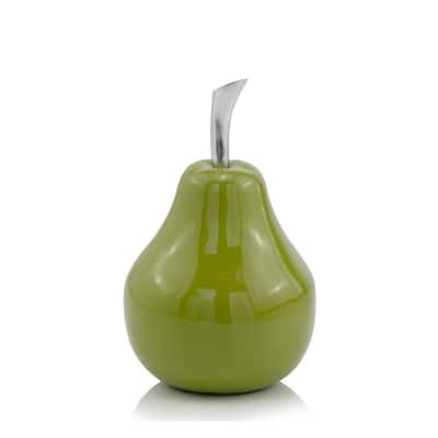 HomeRoots 7" Green Aluminum Pear Easter Sculpture - 7 x 4.25 x 4.25