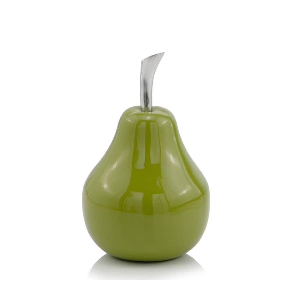 HomeRoots 7" Green Aluminum Pear Easter Sculpture - 7 x 4.25 x 4.25