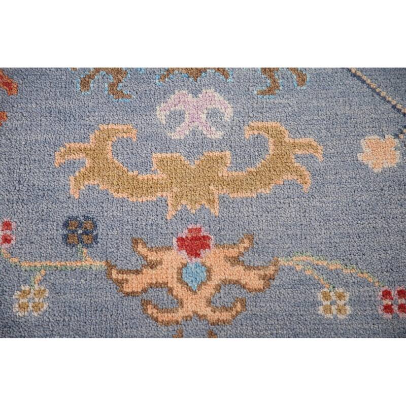Blue Oushak Oriental Area Rug Handmade Bedroom Wool Carpet - 8'0" x 9'9"