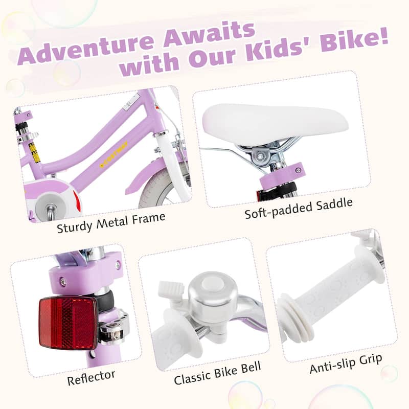Costway 16" Kids Bicycle with Basket Doll Seat Colorful Streamers - See Details