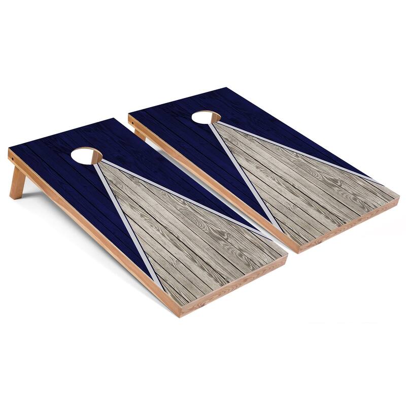 Navy Pyramid Cornhole Boards with Case & Lights - 16 Years and Up