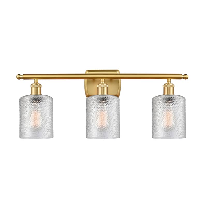 Innovations Lighting 516-3W-10-26 Cobbleskill Vanity Cobbleskill 3 - Clear / Satin Gold