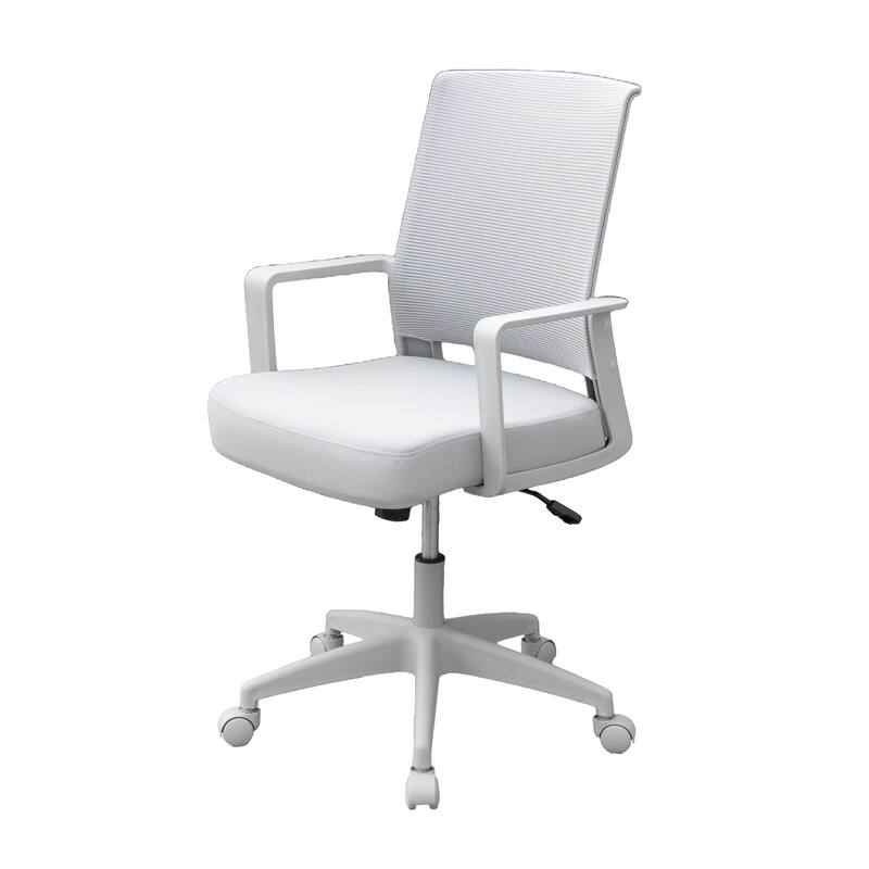 Commercial Rolling Task Chair, Gray Mesh, Foam Seat, Fixed Nylon Arms