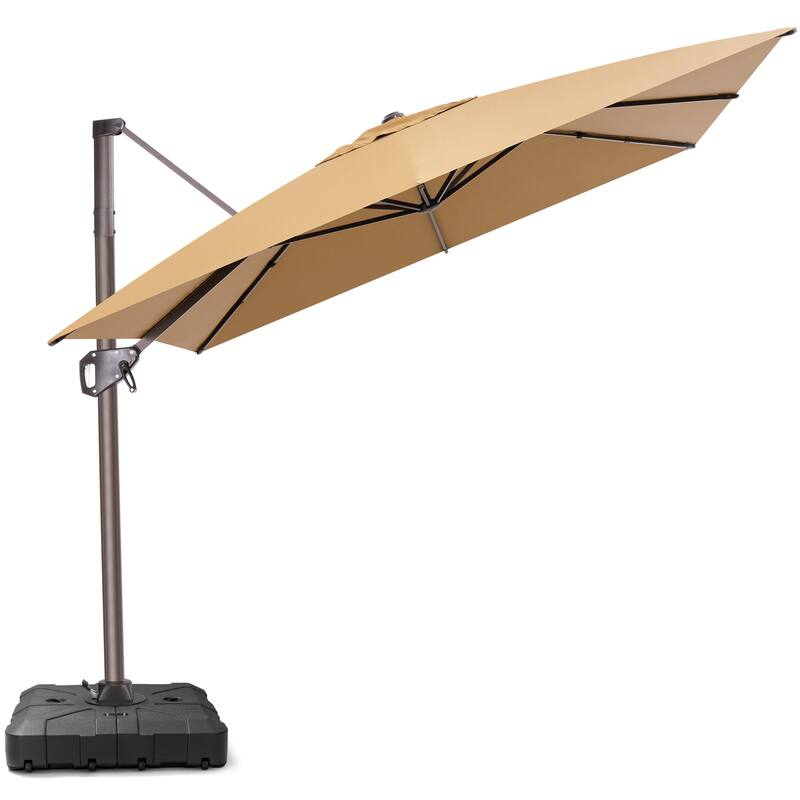 Outdoor 11 x 9 FT Patio 360 Degree Rotation Cantilever Umbrella with Base