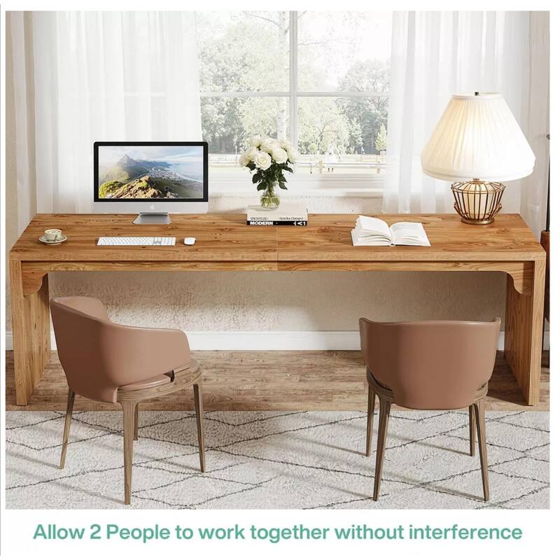 78" Extra Long 2-Person , Double Workstation with Heavy-Duty Steel Legs, White Finish