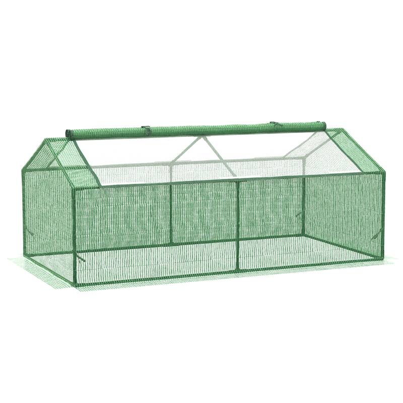 Portable Mini Greenhouse for Indoor and Outdoor Plants with Large Zipper Windows - Green
