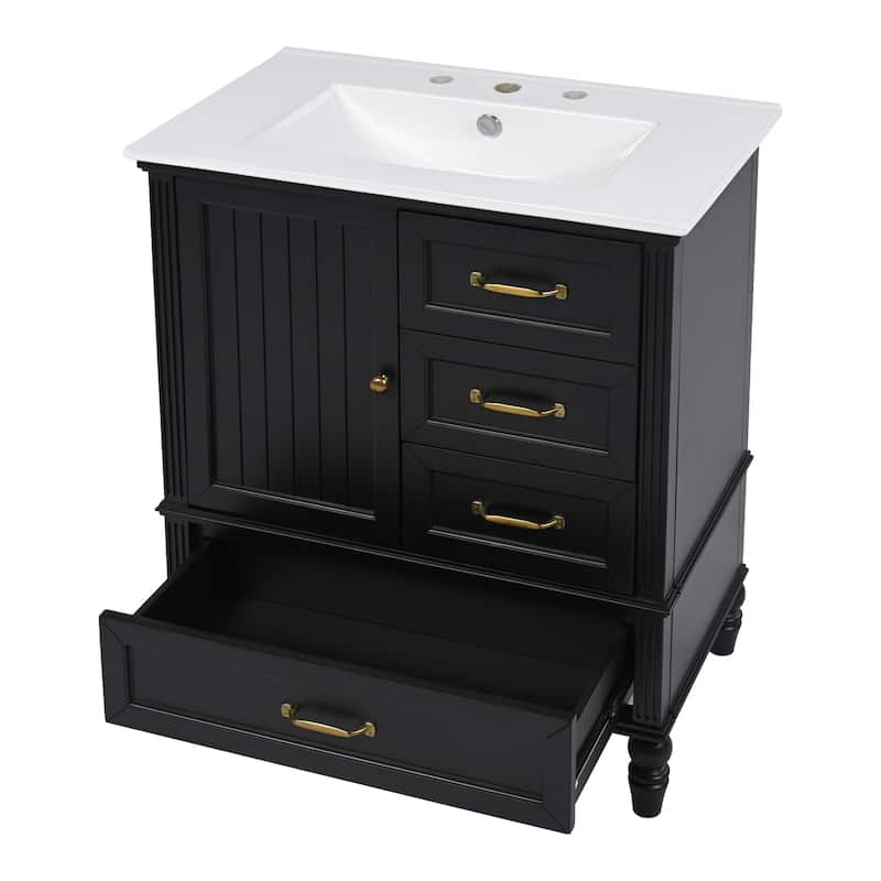 Christopher Knight Home Solvane 30" Bathroom Vanity with Ceramic Sink - 30.00" Lx 18.5" W x 34.4" H