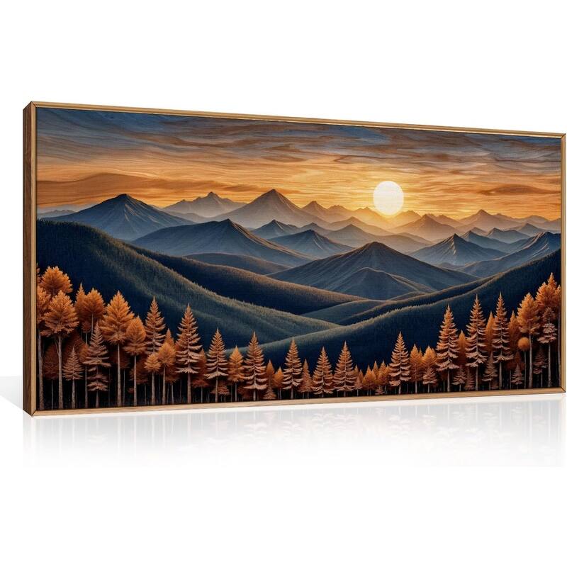 Forest Landscape Wall Decor,Nature Sunset Pine Tree Wall Painting - 20 x 40