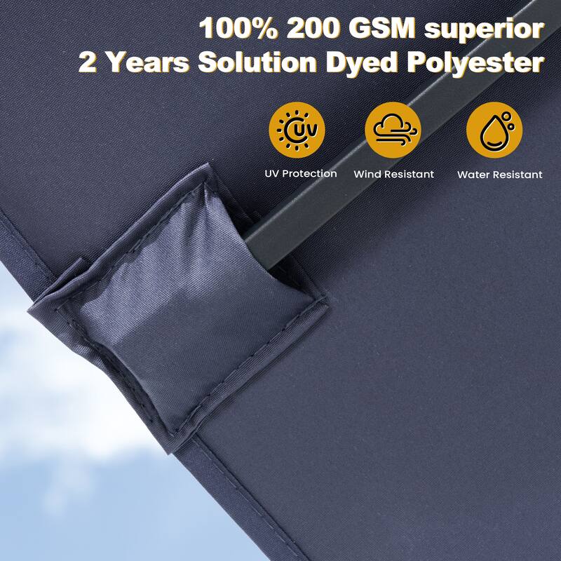 9PC Outdoor Patio Dining Set Wood-Like Aluminum Umbrella Hole Table with Stackable Armchairs,Double Top Market Umbrella and Base