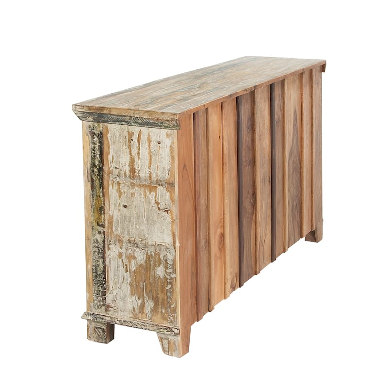 Reclaimed Wood 2 Door and 6 Drawer Cabinet - Dark Brown - Roche River Decor - 16"W x 60"L x 34"H
