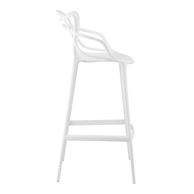 HomeRoots 31" White Heavy Duty Plastic Bar Height Bar Chair - 19.5